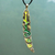 Brass pendant necklace, 'Eternal Green' - Hand-Painted Green Brass Pendant Necklace from Armenia