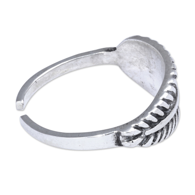 Sterling silver wrap ring, 'Eternal Inspiration' - 925 Silver Leaf Wrap Ring with Oxidized & Polished Finishes