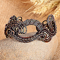 Copper cuff bracelet, 'Armenian Roots' - Classic Antiqued Finished Copper Cuff Bracelet from Armenia