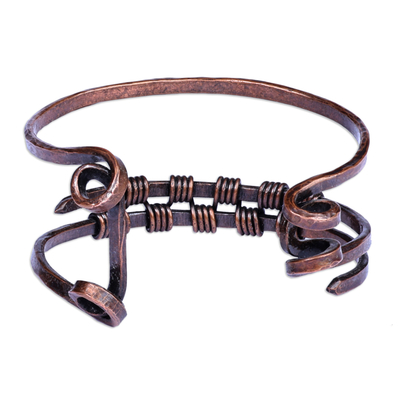 Copper cuff bracelet, 'Ancestral Goddess' - Traditional Antiqued Finished Copper Cuff Bracelet