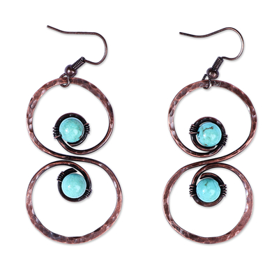 Copper and Reconstituted Turquoise Dangle Earrings - Boundless Glamour ...