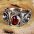 Garnet domed ring, 'Crimson Lady' - Traditional Sterling Silver Natural Garnet Domed Ring