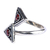 Garnet wrap ring, 'Crimson Connection' - Triangle-Themed Natural Garnet Sterling Silver Wrap Ring
