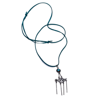 Collar colgante de plata esterlina - Collar con colgante llamativo de turquesa reconstituida