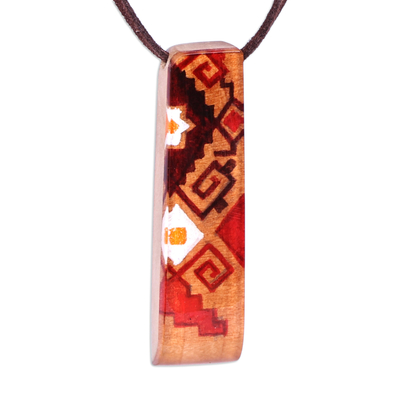 Collar con colgante de madera - Collar con colgante de madera de manzano geométrico clásico hecho a mano