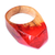 Resin and wood cocktail ring, 'Lava Diving' - Vibrant Red Resin Apricot Wood Cocktail Ring from Armenia