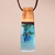 collar con colgante de flor natural - Collar con colgante de madera de albaricoque y flores naturales en tonos azules