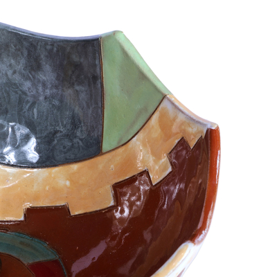 Schmuckständer aus glasierter Keramik - Handbemalter, glasierter Keramikschirm als Schmuckständer