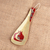 Ceramic spoon rest, 'Romance Flavors' - Pomegranate-Themed Painted Beige Ceramic Spoon Rest