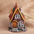 Ceramic tealight holder, 'Warm Home' - House-Themed Brown Painted Ceramic Tealight Holder