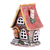Portavelas de cerámica - Portavelas de cerámica pintada de marrón con temática de casa