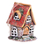 Portavelas de cerámica - Portavelas de cerámica pintada de marrón con temática de casa