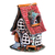 Portavelas de cerámica - Portavelas de cerámica pintada de rojo con temática de la casa
