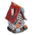 Portavelas de cerámica - Portavelas de cerámica pintada de rojo con temática de la casa