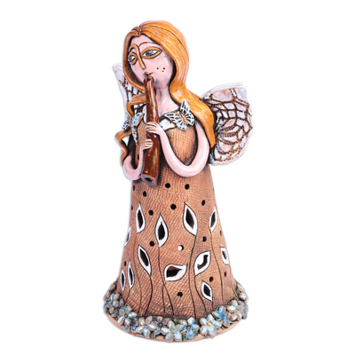 Ceramic sculpture, 'Planet's Sounds' - Handcrafted Whimsical Mother Nature Ceramic Sculpture