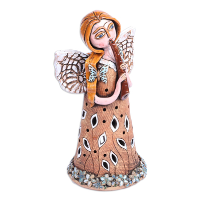 Ceramic sculpture, 'Planet's Sounds' - Handcrafted Whimsical Mother Nature Ceramic Sculpture