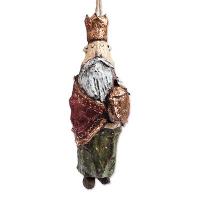 Papier mache ornament, 'A Wise Man' - Hand-Painted Papier Mache Wise Man Ornament from Armenia