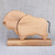 Wood sculpture, 'Natural Bull' - Hand-Carved Linden Wood Bull Sculpture with Base