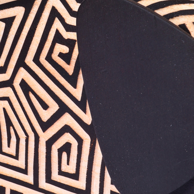 Escultura de madera - Escultura de elefante de madera negra geométrica y minimalista