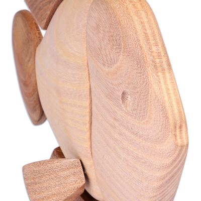 Wood sculpture, 'Natural Fish' - Hand-Carved Fish-Themed Linden Wood Sculpture in Natural Hue