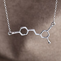 Sterling silver pendant necklace, 'Distinguished Molecule' - Geometric Wine Molecule Sterling Silver Pendant Necklace