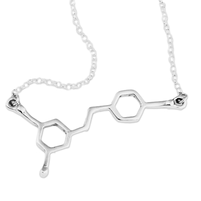 Sterling silver pendant necklace, 'Distinguished Molecule' - Geometric Wine Molecule Sterling Silver Pendant Necklace