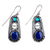 Lapis lazuli and turquoise dangle earrings, 'Magic Lake' - Oxidized Lapis Lazuli Turquoise 925 Silver Dangle Earrings