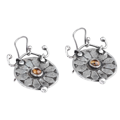 Sterling silver dangle earrings, 'Joy in Spring' - Sterling Silver Synthetic Yellow Sapphire Dangle Earrings