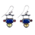 Lapis lazuli and garnet dangle earrings, 'Geometric Space' - Lapis Lazuli Garnet and Synthetic Sapphire Dangle Earrings