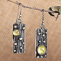 Sterling silver dangle earrings, 'Twilight Lights' - Sterling Silver Yellow Synthetic Sapphire Dangle Earrings