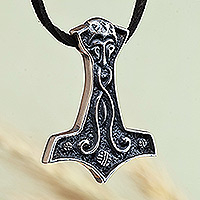 Men's sterling silver pendant necklace, 'Anchor' - Men's Classic Anchor Sterling Silver Pendant Necklace