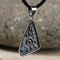 Sterling silver pendant necklace, 'Sunny Portal' - Sun-Themed Classic Sterling Silver Pendant Necklace