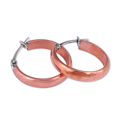 Copper hoop earrings, 'Polished Elegance' - Copper Hoop Earrings with Polished Finish from Armenia