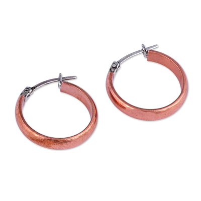 Copper hoop earrings, 'Polished Elegance' - Copper Hoop Earrings with Polished Finish from Armenia