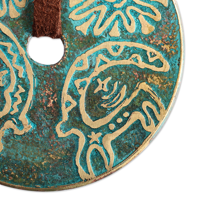 Brass pendant necklace, 'Chic Petroglyphs' - Brass Pendant Necklace with Armenian Goat Petroglyph Motif