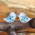 Pendientes botón flores naturales - Pendientes botón de resina flor azul natural en forma de pájaro