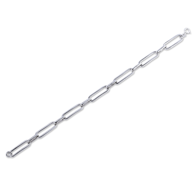 Sterling silver chain bracelet, 'Minimalist Pride' - High-Polished Minimalist Sterling Silver Chain Bracelet