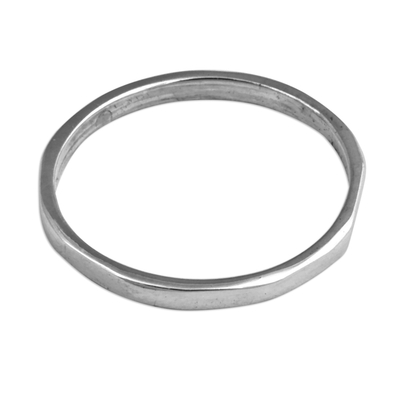 Sterling silver band ring, 'Eternal Minimalism' - Minimalist Geometric Sterling Silver Band Ring from Armenia