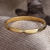 Gold-plated band ring, 'Perennial Minimalism' - Minimalist Geometric Gold-Plated Band Ring from Armenia