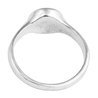 Sterling silver signet ring, 'Summertime Bliss' - Sun-Inspired Polished Sterling Silver Signet Ring