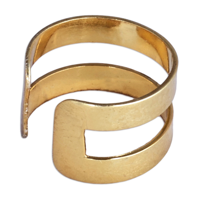 Gold-plated ear cuff, 'Parallel Lines' - High-Polished Modern Gold-Plated Ear Cuff from Armenia