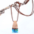 Halskette mit Anhänger aus natürlichen Blumen, Harz und Holz - Handgefertigte Halskette mit Anhänger aus blauem Naturharz und Holz