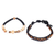 Herren-Armbänder mit mehreren Edelsteinen und Lederperlen, (Paar) - 2 Herren-Armbänder aus Stretch-Leder mit Perlen und mehreren Edelsteinen