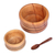 Wood bowls and spoon, 'Flavors from the Forest' (3 pieces) - Hand-Carved Striped Beechwood Bowls and Spoon (3 Pieces)