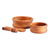 Wood condiment bowls set, 'Sweet Days' (4 pieces) - Brown Beechwood Bowls and Serving Utensils Set (4 Pieces)