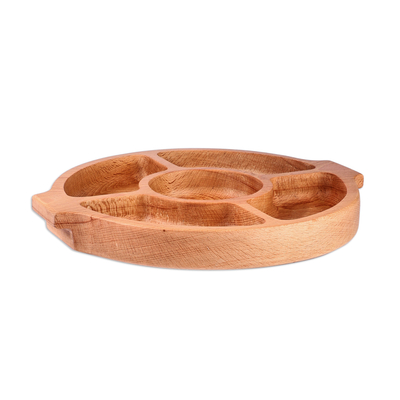Wood appetizer platter, 'Delicacies From the Woods' - Hand-Carved Brown Beechwood Appetizer Platter from Armenia