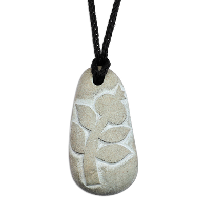Collar colgante de piedra - Collar con colgante de piedra gris con temática de granada de Armenia