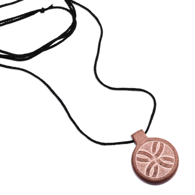 Collar colgante de piedra - Collar con colgante redondo de piedra marrón de Armenia