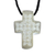 Stone pendant necklace, 'Graceful Faith' - Cross-Shaped Stone Pendant Necklace with Floral Motifs