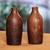 Terracotta decorative vases, 'Ancestral Age' - Set of Two Bezoar Goat-Themed Brown Decorative Bottle Vases
